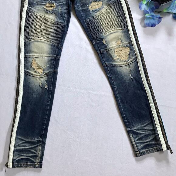 Preme NWOT Medium Wash Distressed Jeans Men 32/32 - Picture 5 of 10